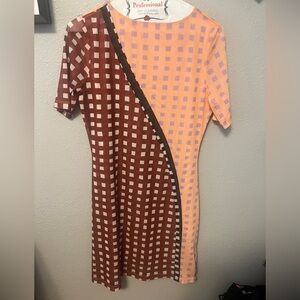 Find Me Now Checkered Orange Mesh Dress